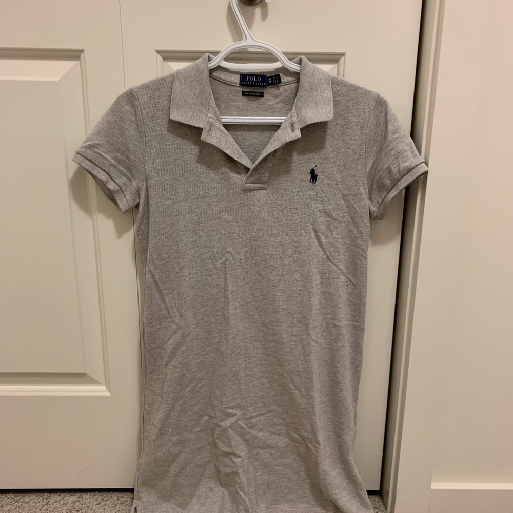 Polo by Ralph Lauren Light Gray Polo Shirt Dress with Navy Pony